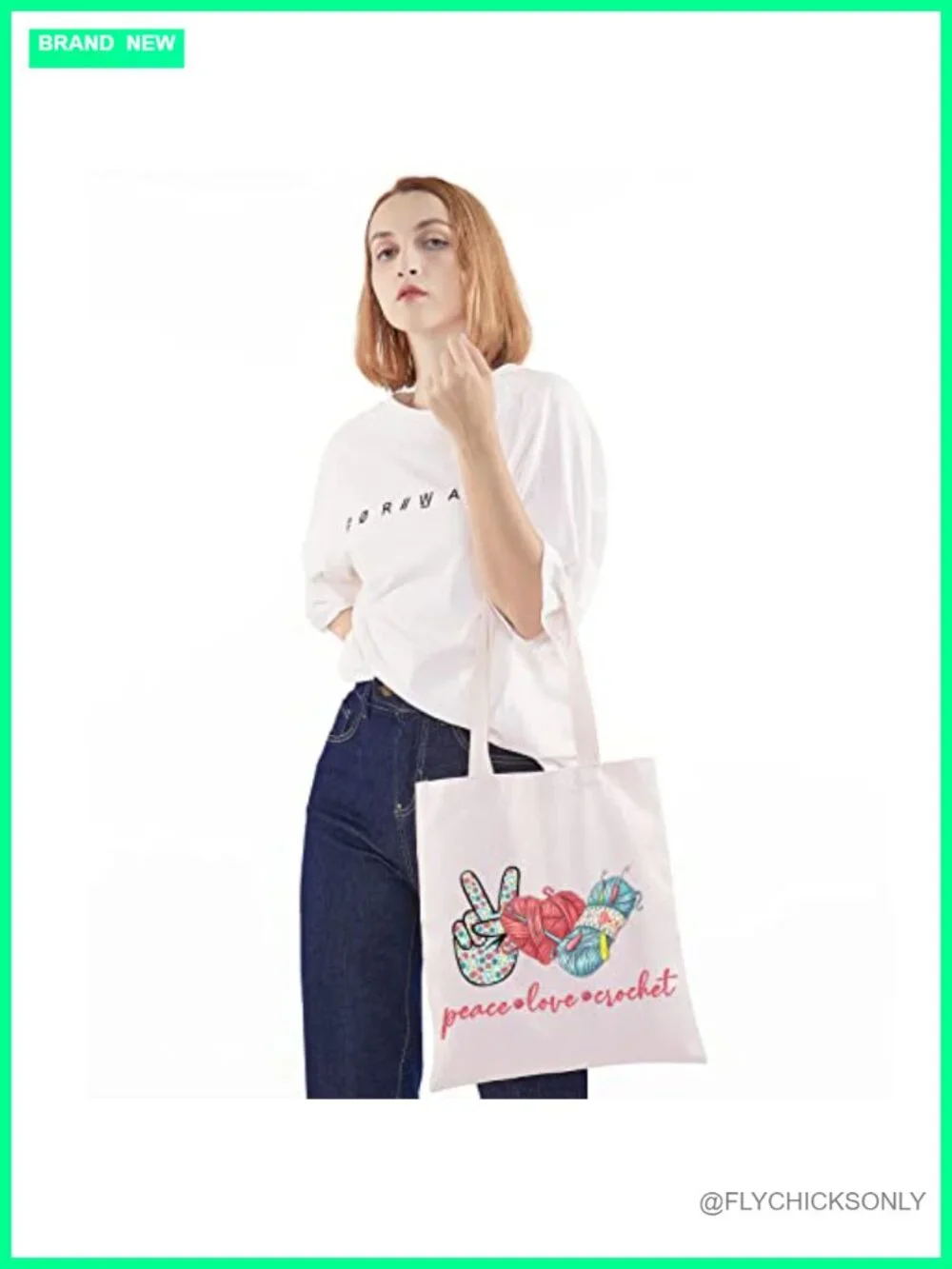 Canvas Cosmetic Bag with Zipper - Crochet Lover Pouch - Makeup Travel